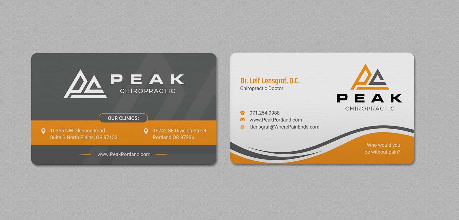 Business Card Design by INDIAN_Ashok for Peak Chiropractic | Design #22394696