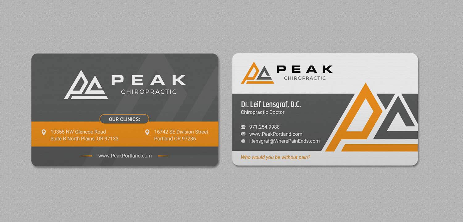 Design de Carte de Visite par INDIAN_Ashok pour Peak Chiropractic | Design #22394697