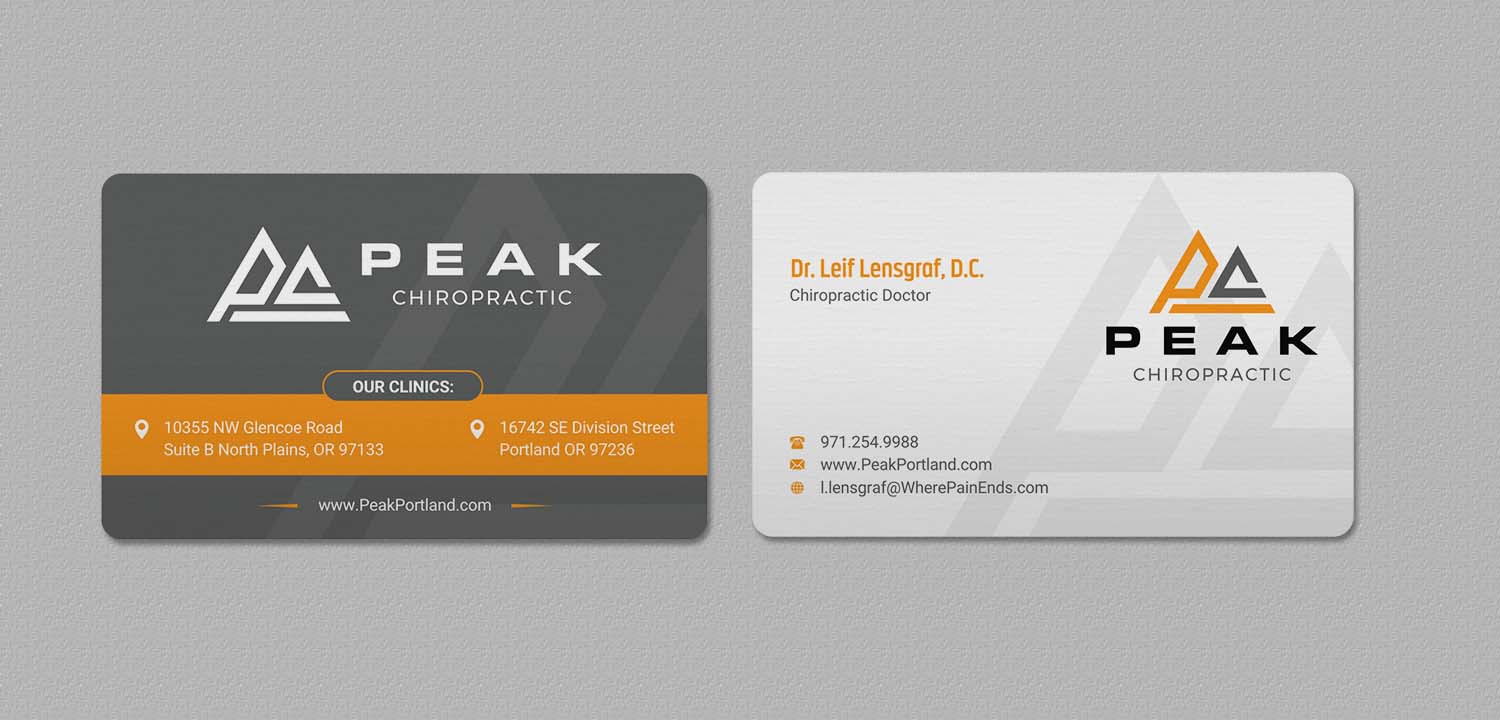 Business Card Design by INDIAN_Ashok for Peak Chiropractic | Design #22394698