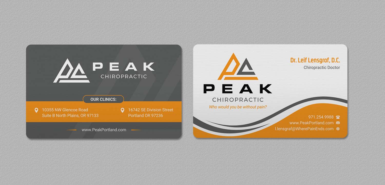 Business Card Design by INDIAN_Ashok for Peak Chiropractic | Design #22394699