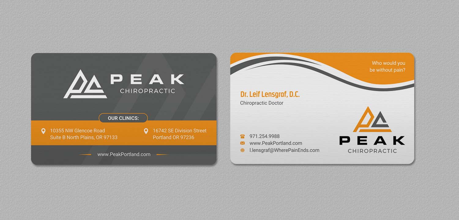 Design de Carte de Visite par INDIAN_Ashok pour Peak Chiropractic | Design #22394700
