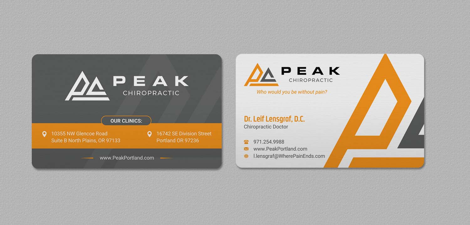 Business Card Design by INDIAN_Ashok for Peak Chiropractic | Design #22394701