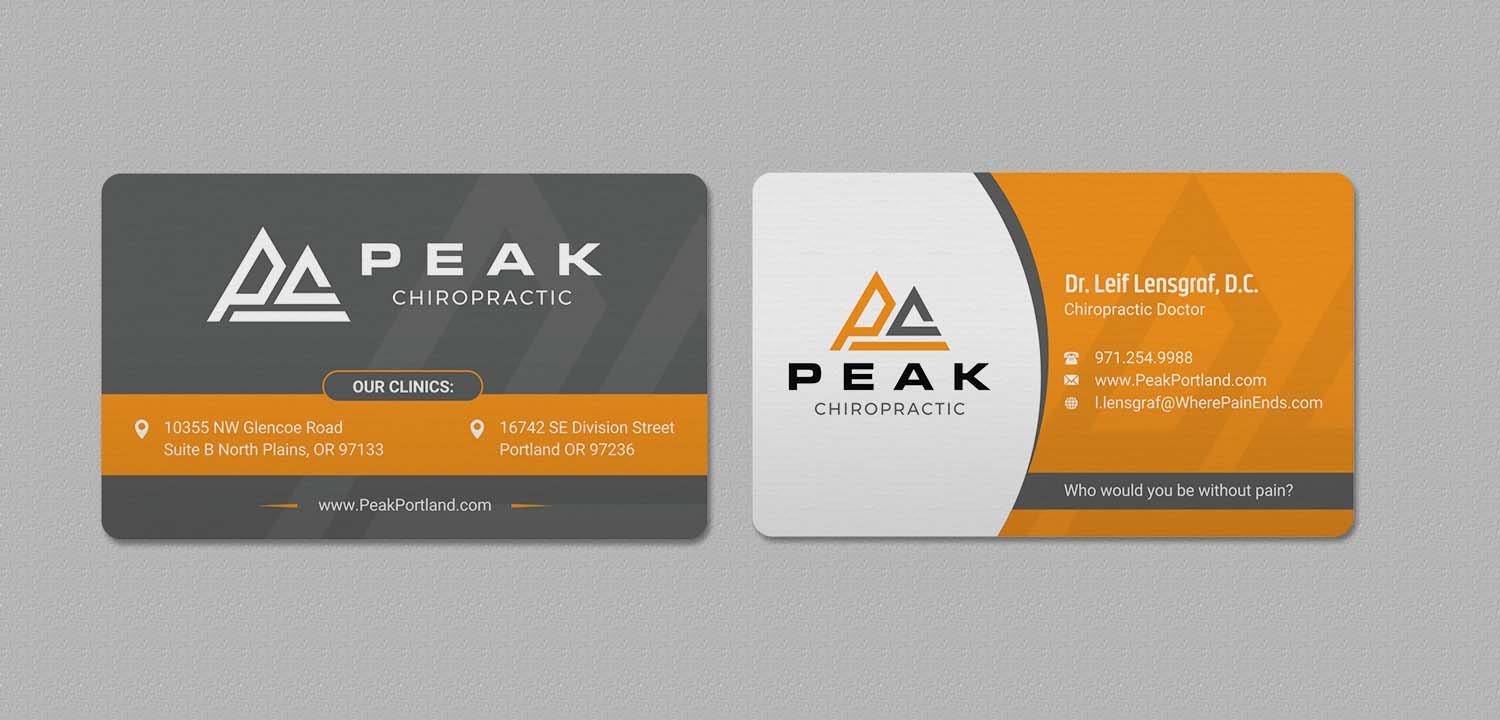 Design de Carte de Visite par INDIAN_Ashok pour Peak Chiropractic | Design #22394704
