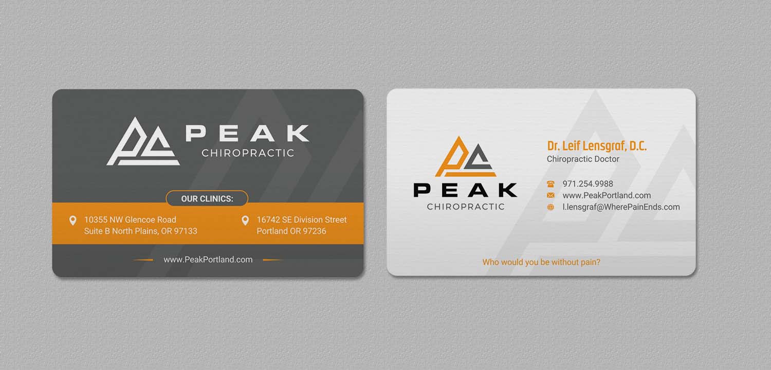 Business Card Design by INDIAN_Ashok for Peak Chiropractic | Design #22394706