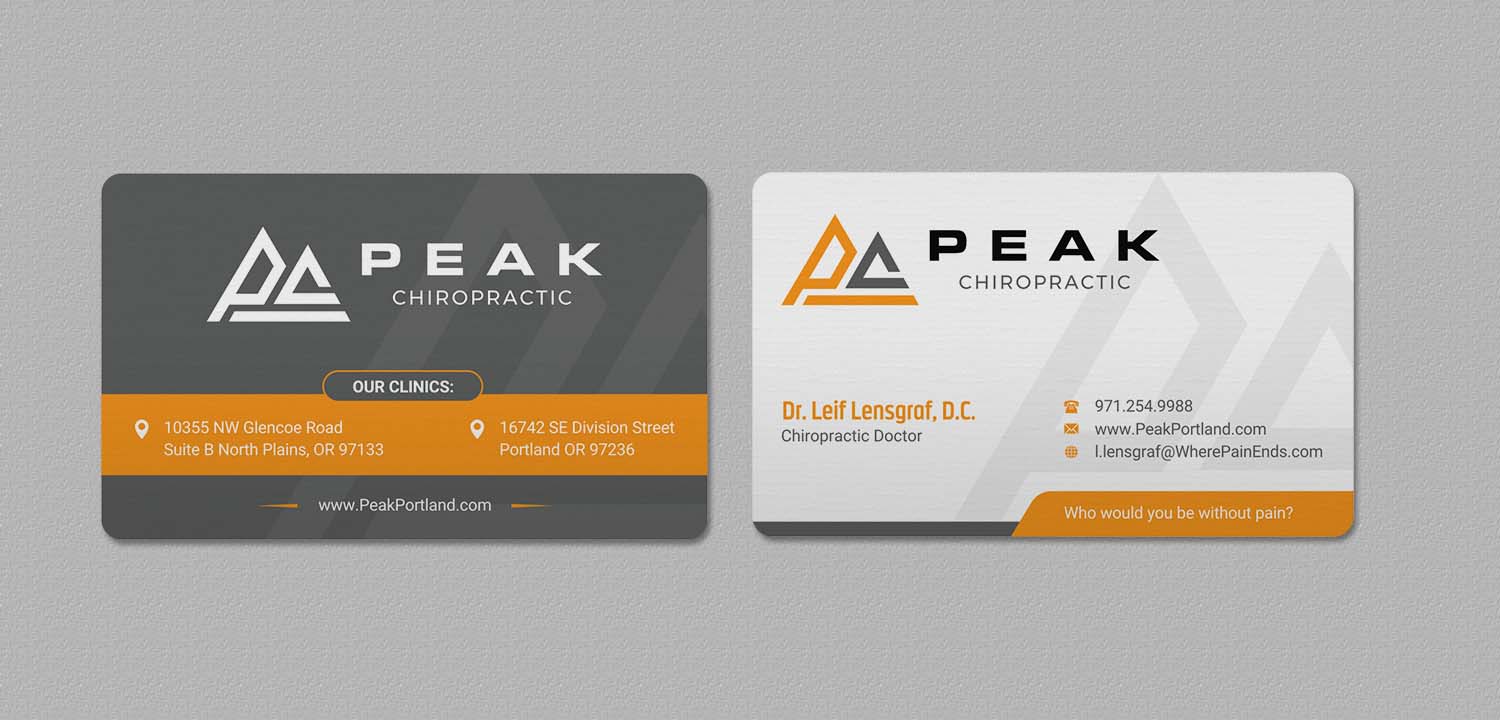 Business Card Design by INDIAN_Ashok for Peak Chiropractic | Design #22394708