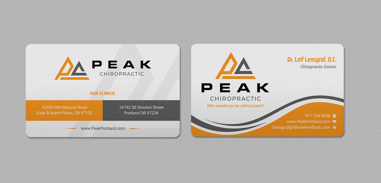 Business Card Design by INDIAN_Ashok for Peak Chiropractic | Design #22394711