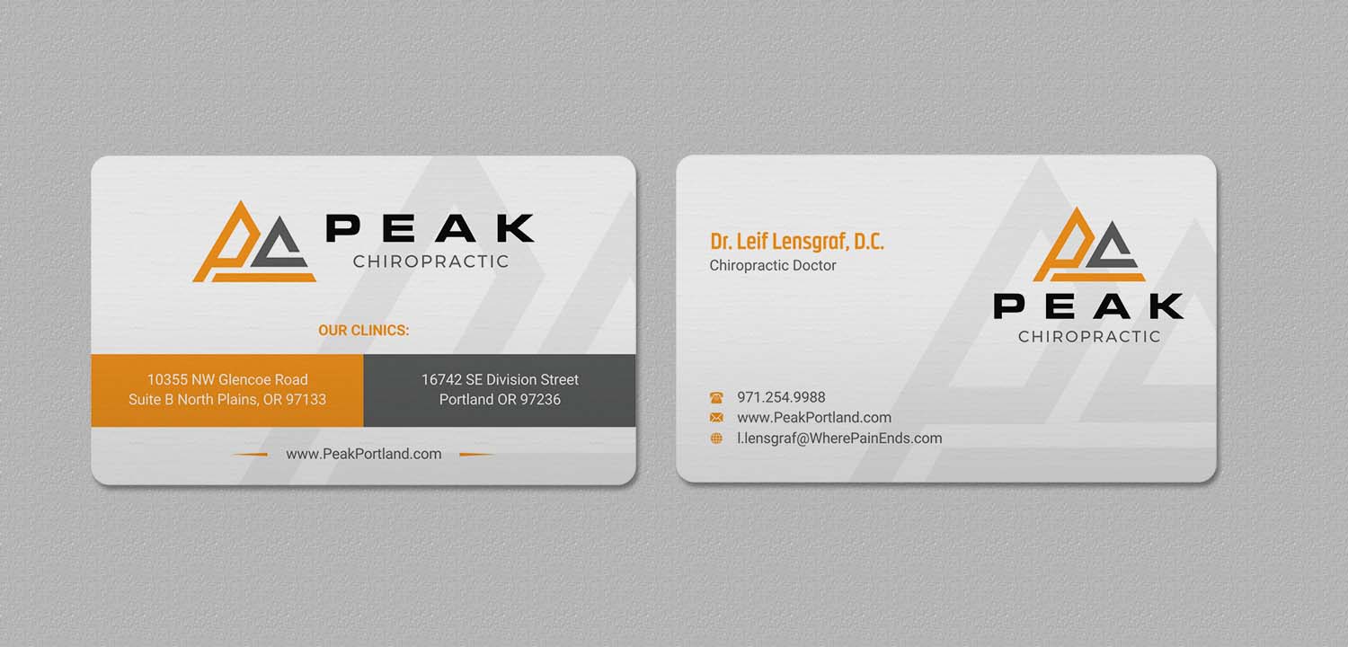 Design de Carte de Visite par INDIAN_Ashok pour Peak Chiropractic | Design #22394712
