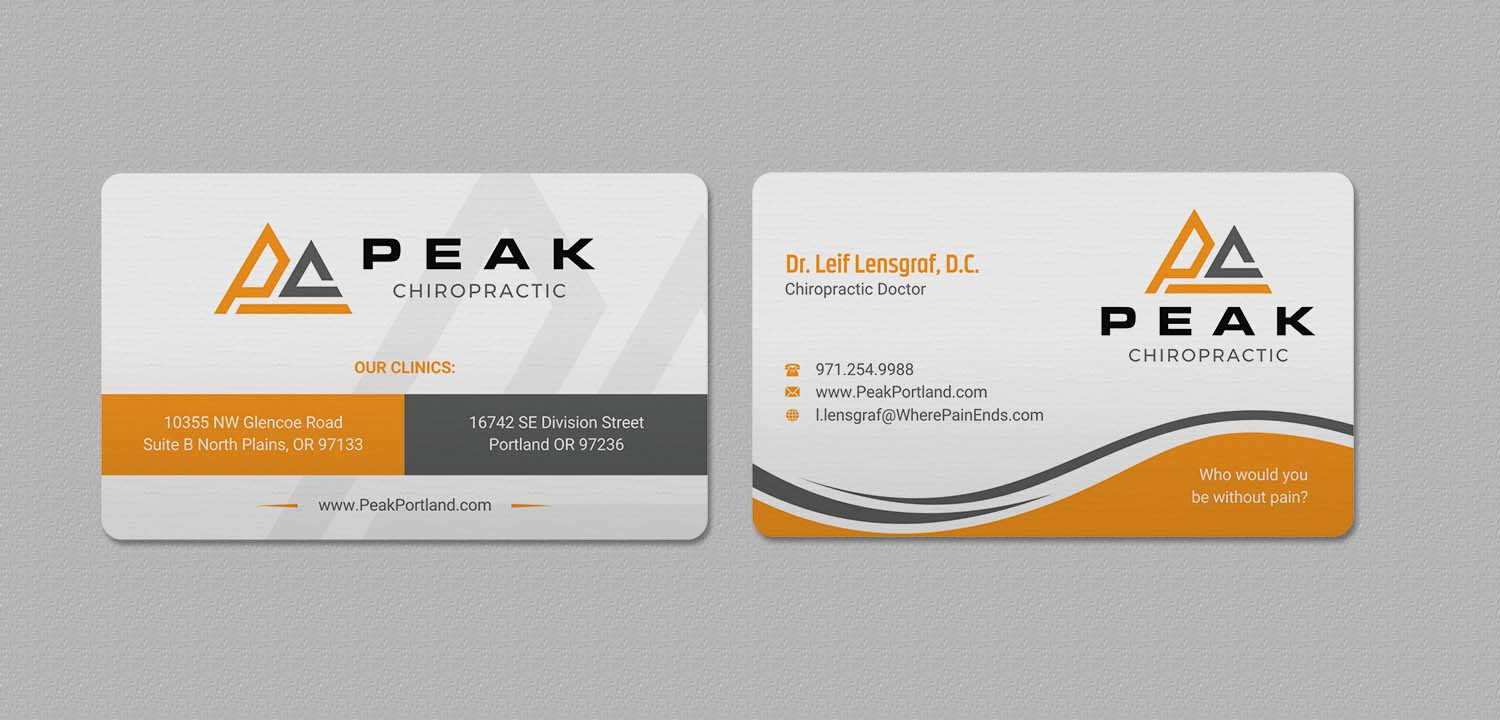 Business Card Design by INDIAN_Ashok for Peak Chiropractic | Design #22394713