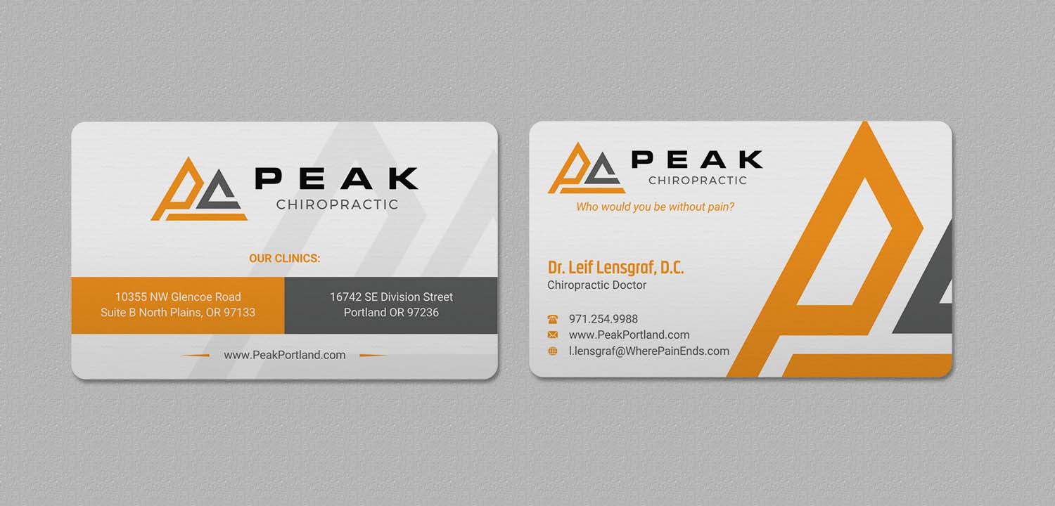 Business Card Design by INDIAN_Ashok for Peak Chiropractic | Design #22394714