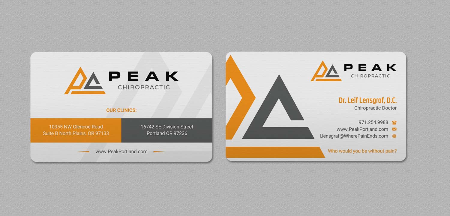 Design de Carte de Visite par INDIAN_Ashok pour Peak Chiropractic | Design #22394716