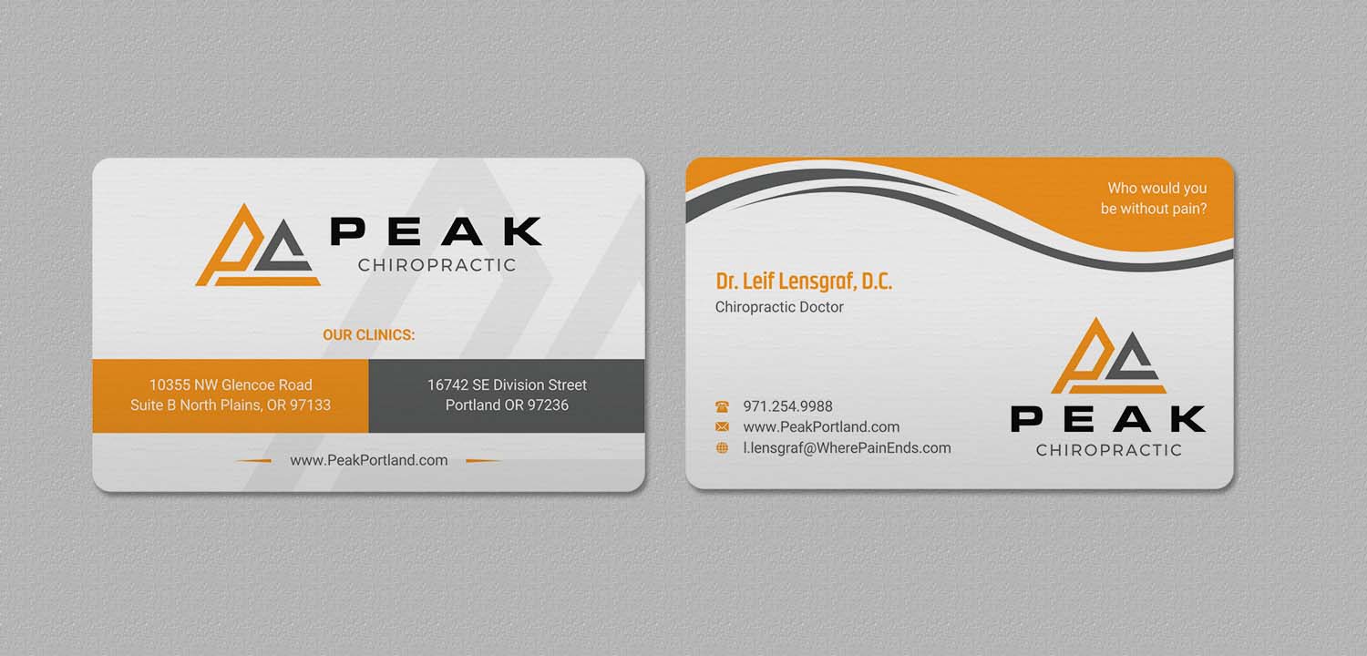 Business Card Design by INDIAN_Ashok for Peak Chiropractic | Design #22394718