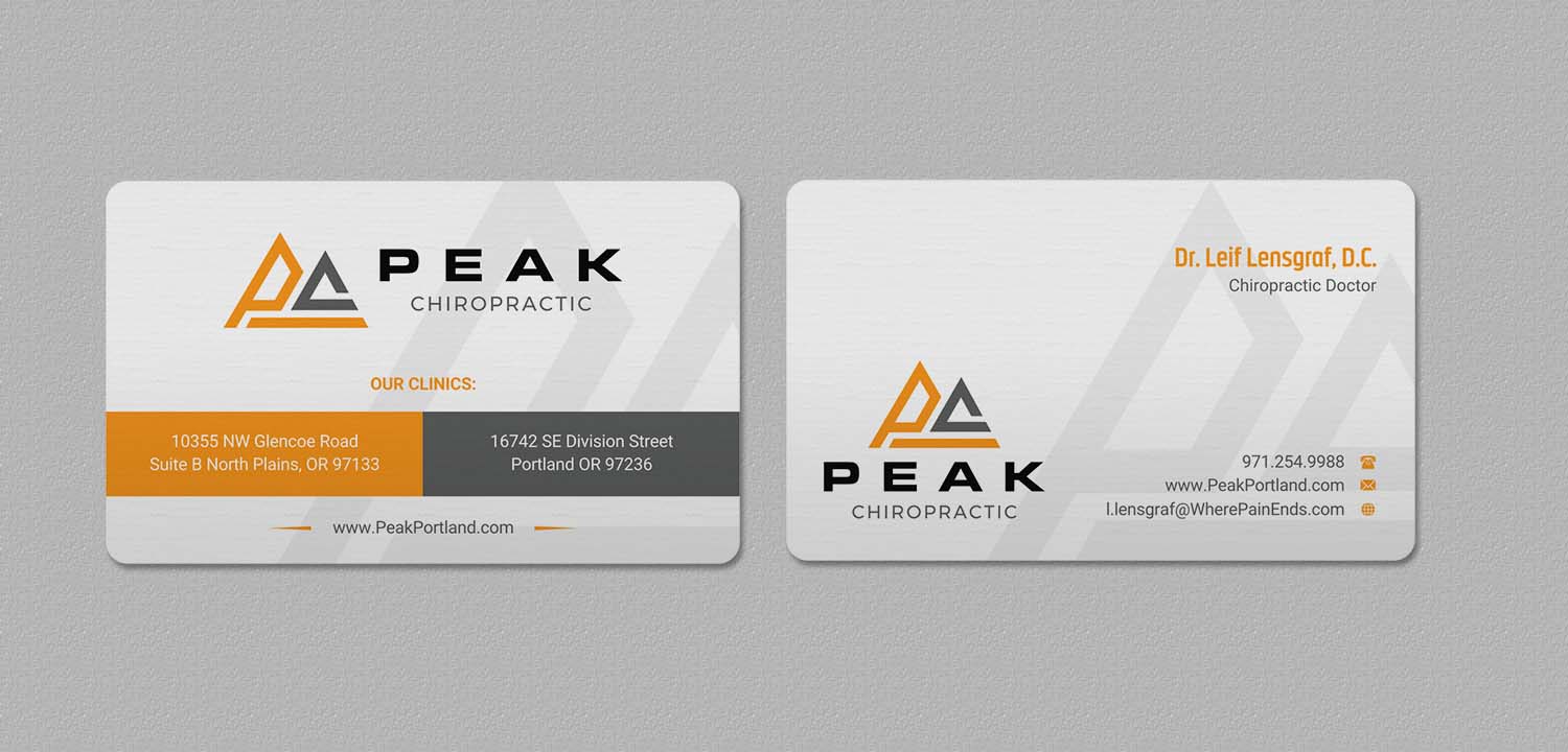 Business Card Design by INDIAN_Ashok for Peak Chiropractic | Design #22394719