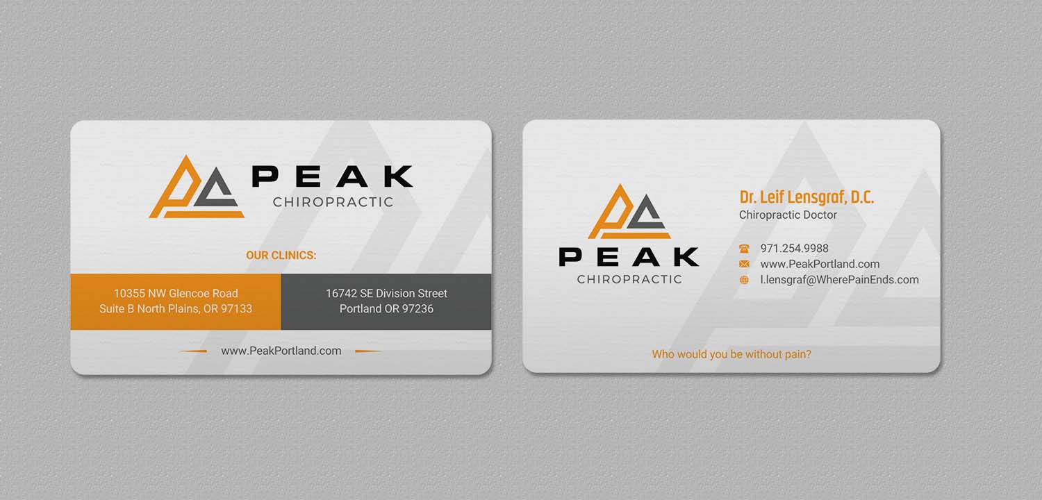 Business Card Design by INDIAN_Ashok for Peak Chiropractic | Design #22394721