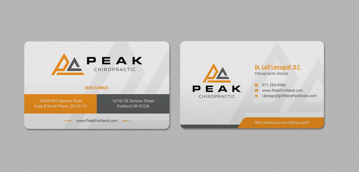 Business Card Design by INDIAN_Ashok for Peak Chiropractic | Design #22394722