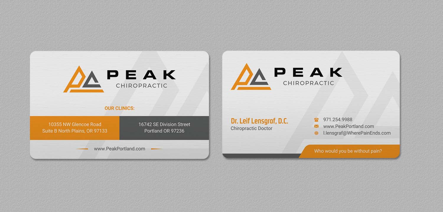 Business Card Design by INDIAN_Ashok for Peak Chiropractic | Design #22394724