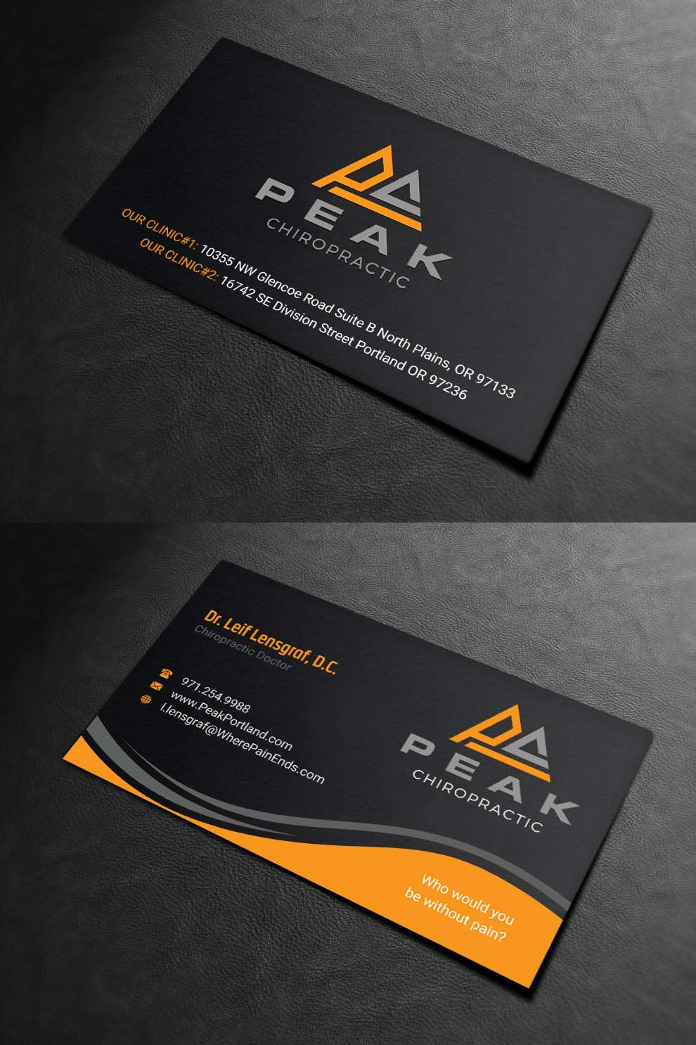 Diseño de Tarjeta de Presentación por INDIAN_Ashok para Peak Chiropractic | Diseño #22395658