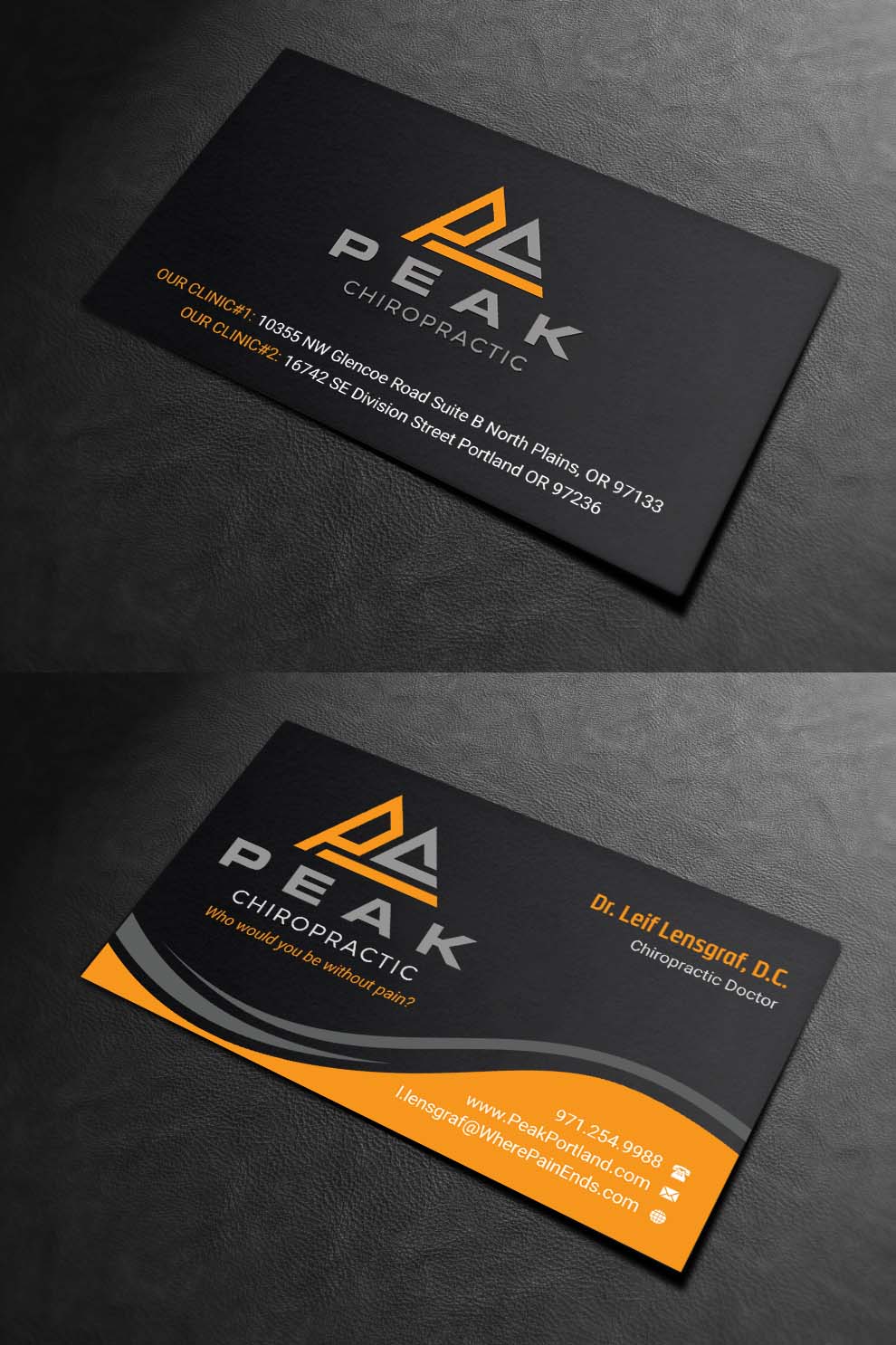 Diseño de Tarjeta de Presentación por INDIAN_Ashok para Peak Chiropractic | Diseño #22395659