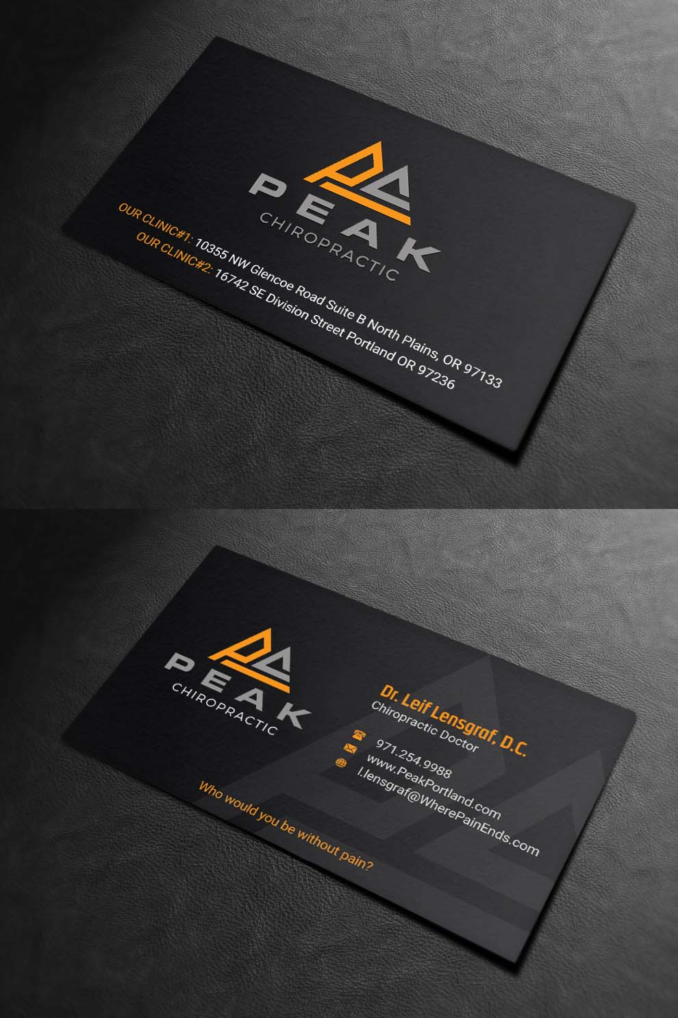 Diseño de Tarjeta de Presentación por INDIAN_Ashok para Peak Chiropractic | Diseño #22395663