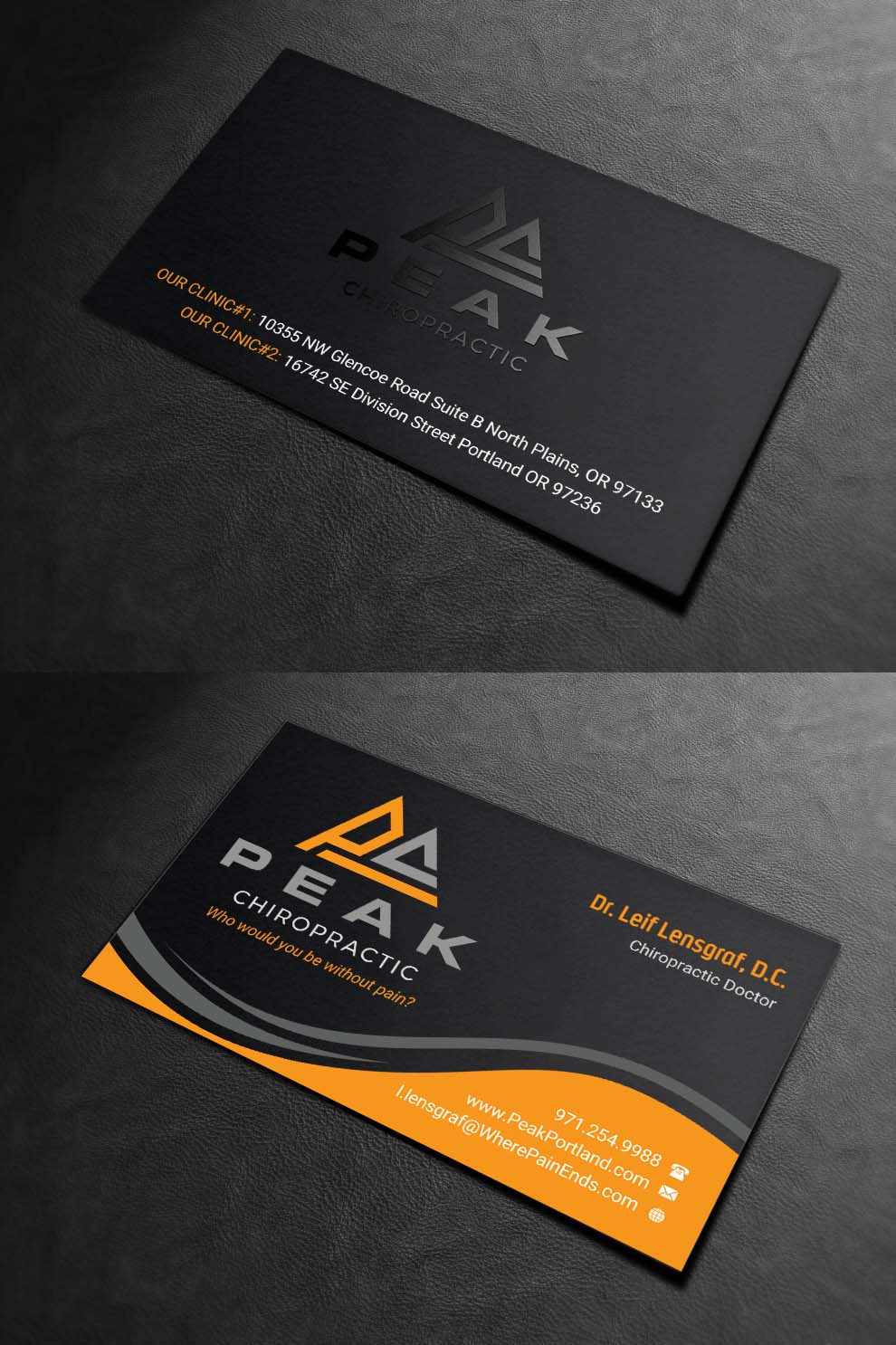 Diseño de Tarjeta de Presentación por INDIAN_Ashok para Peak Chiropractic | Diseño #22395683