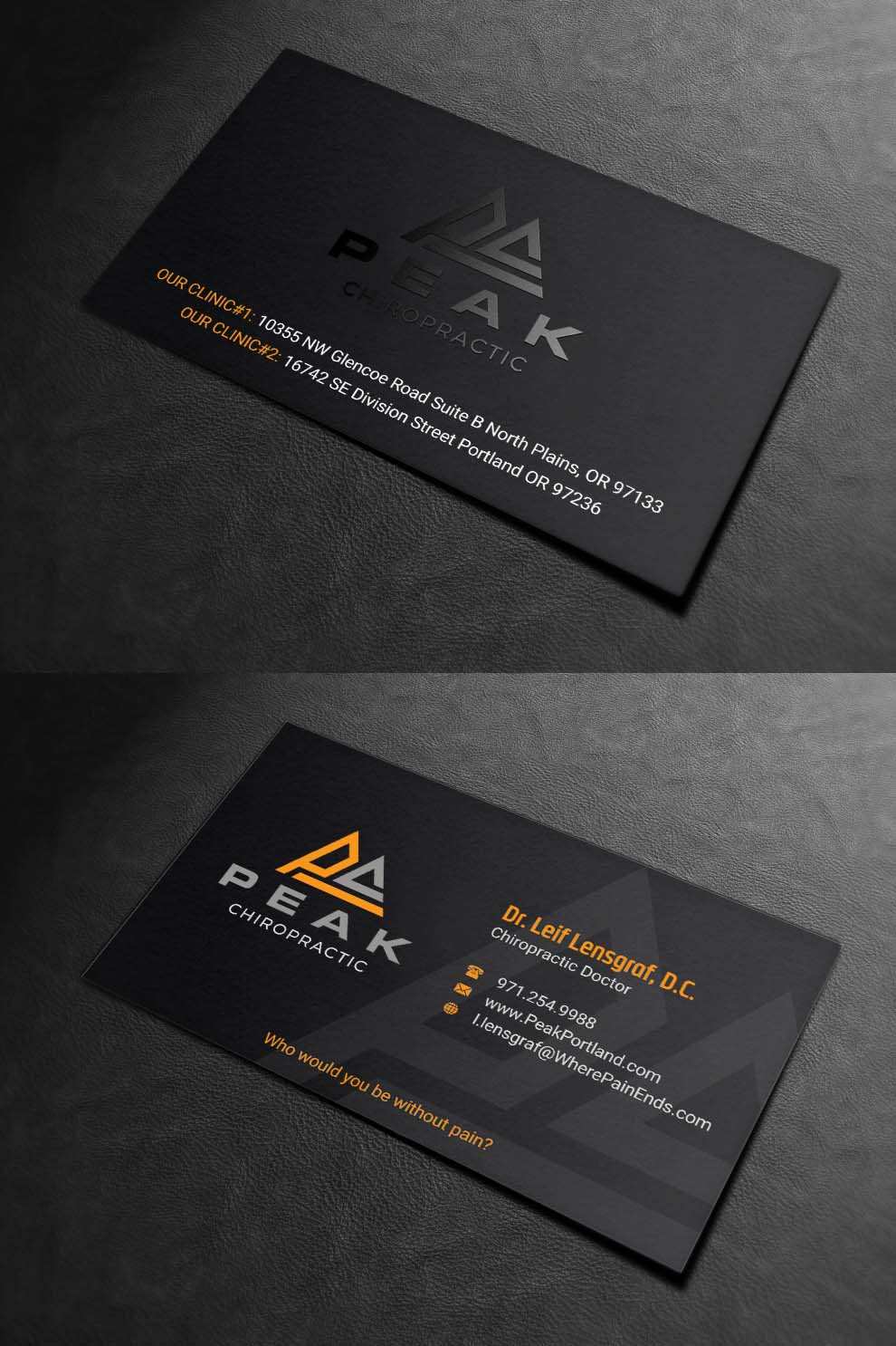 Diseño de Tarjeta de Presentación por INDIAN_Ashok para Peak Chiropractic | Diseño #22395690