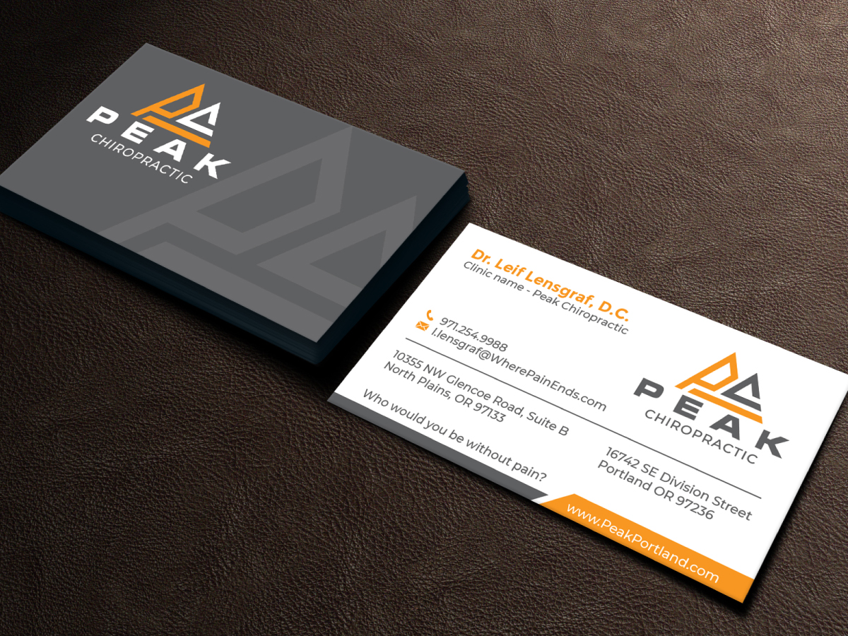 Business Card Design by LAXMI DESIGNHUB for Peak Chiropractic | Design #22395415