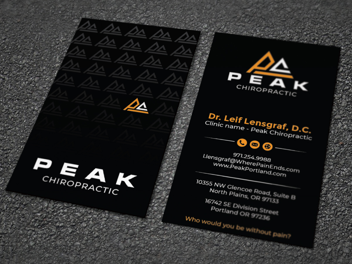Business Card Design by LAXMI DESIGNHUB for Peak Chiropractic | Design #22395435