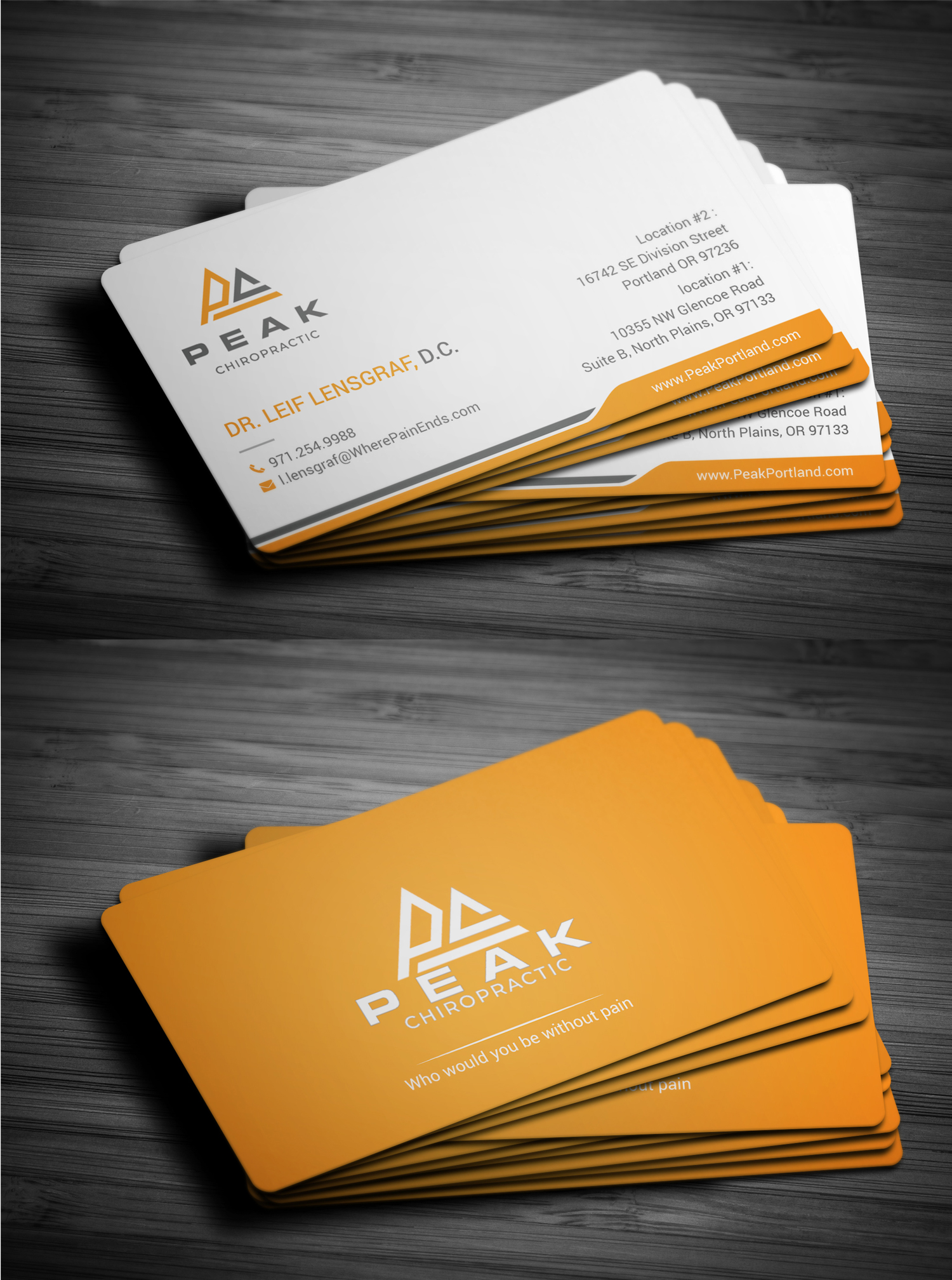 Diseño de Tarjeta de Presentación por mdreyad para Peak Chiropractic | Diseño #22480012