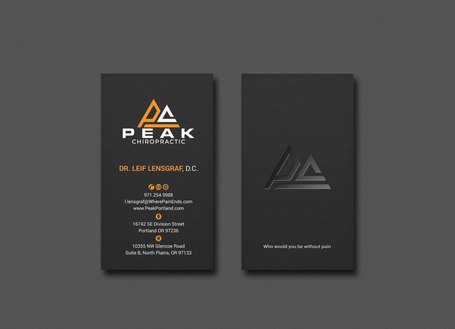 Diseño de Tarjeta de Presentación por mdreyad para Peak Chiropractic | Diseño #22481320