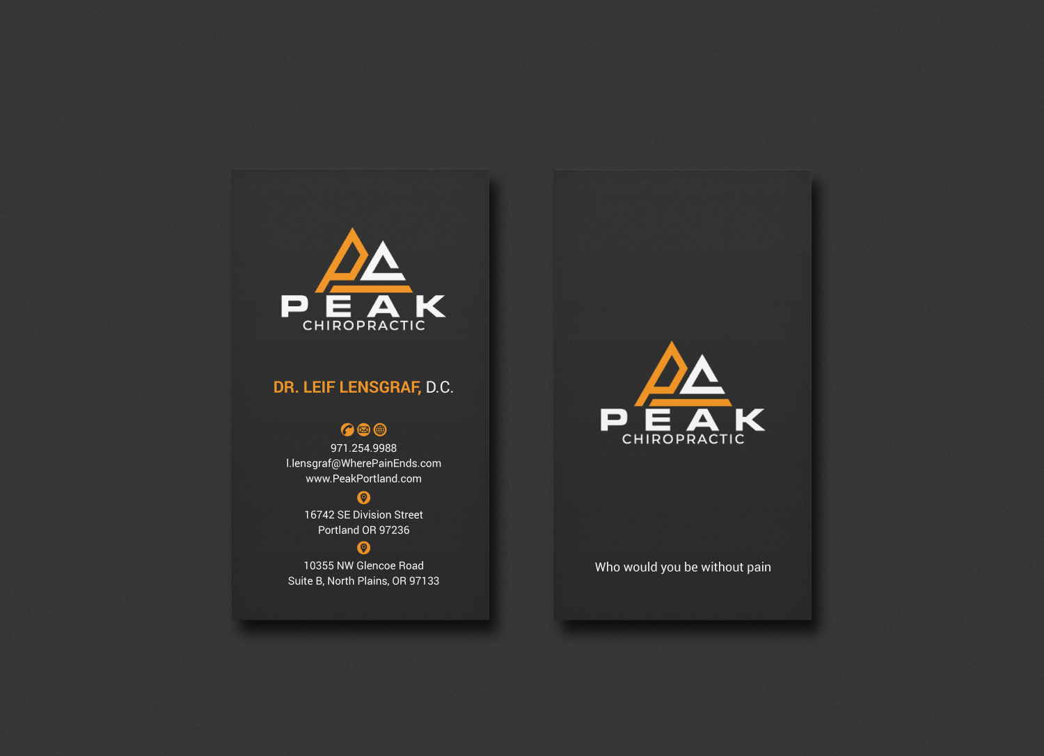 Diseño de Tarjeta de Presentación por mdreyad para Peak Chiropractic | Diseño #22481322