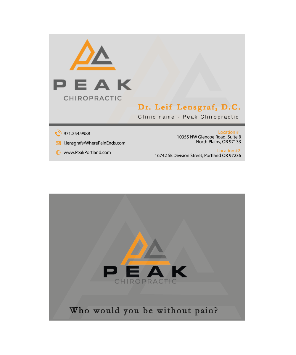 Design de Carte de Visite par lygraphics pour Peak Chiropractic | Design #22430899