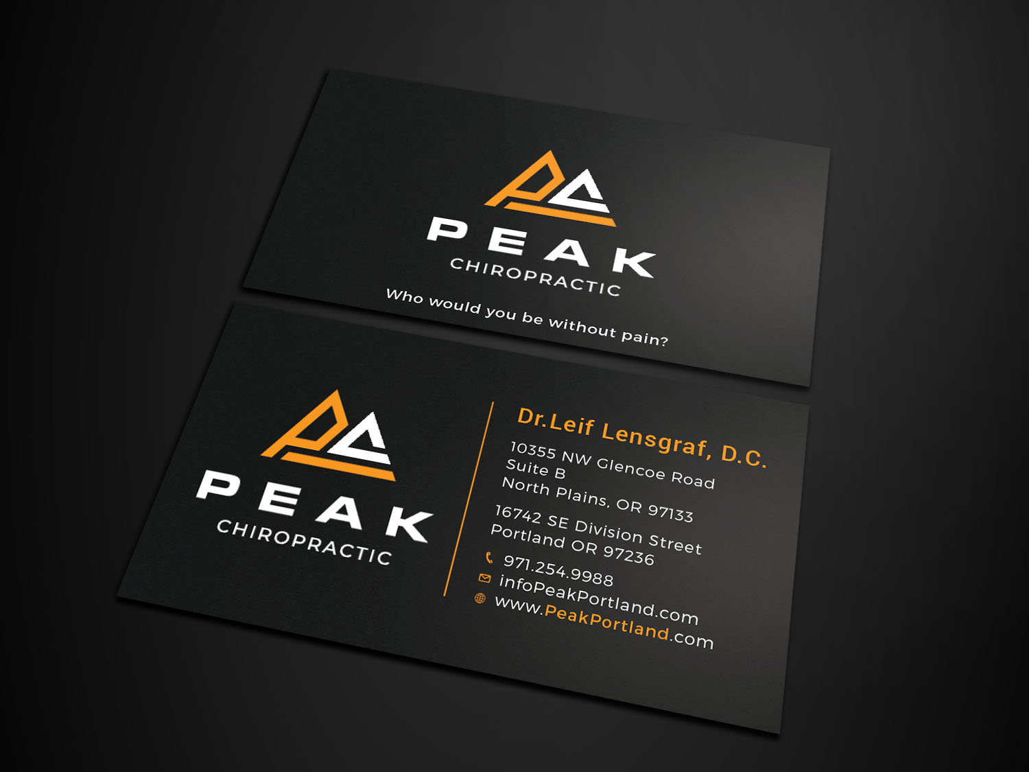 Business Card Design by Tripti Ranjan Gain for Peak Chiropractic | Design #22394575