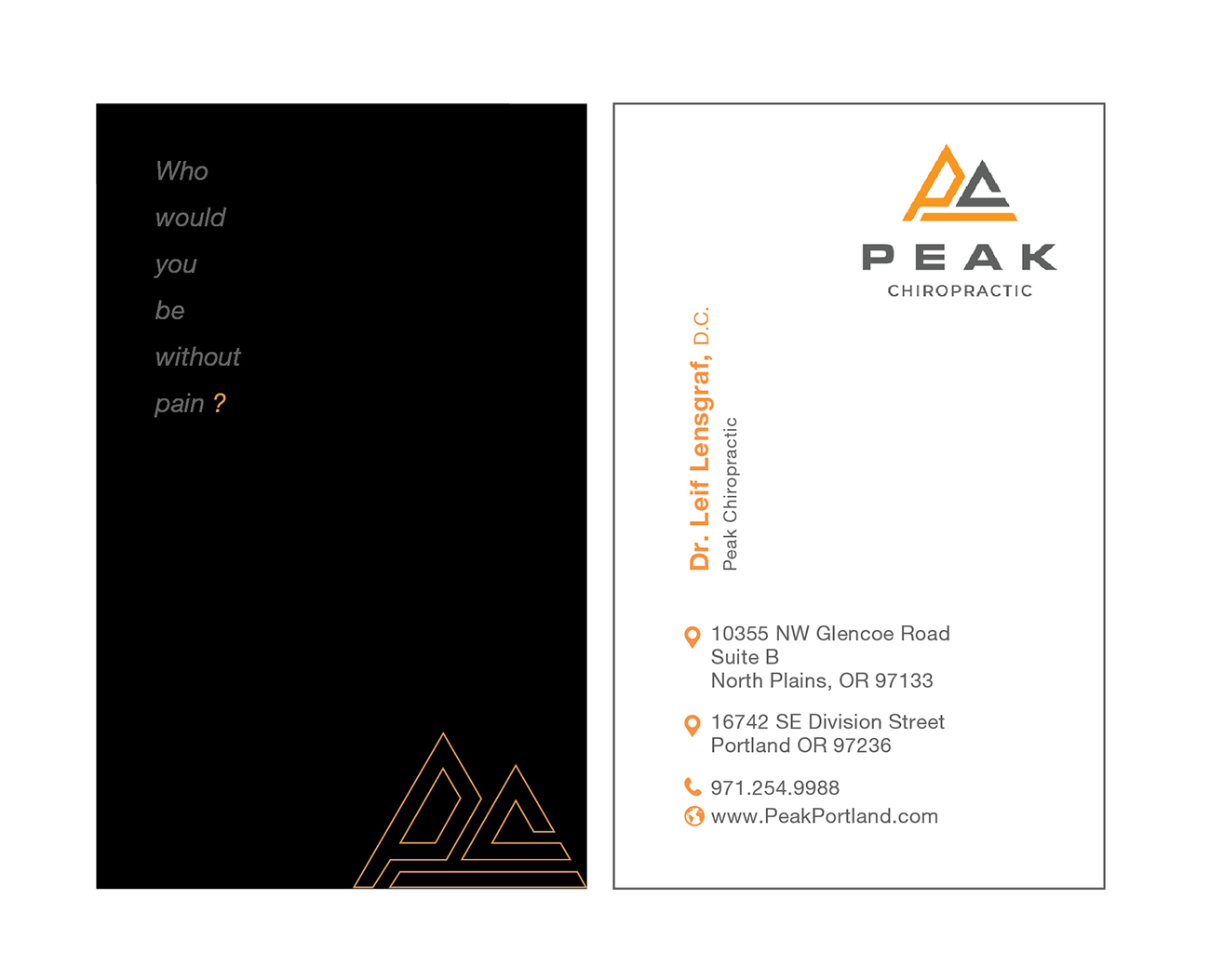 Business Card Design by typeo1978 for Peak Chiropractic | Design #22429609