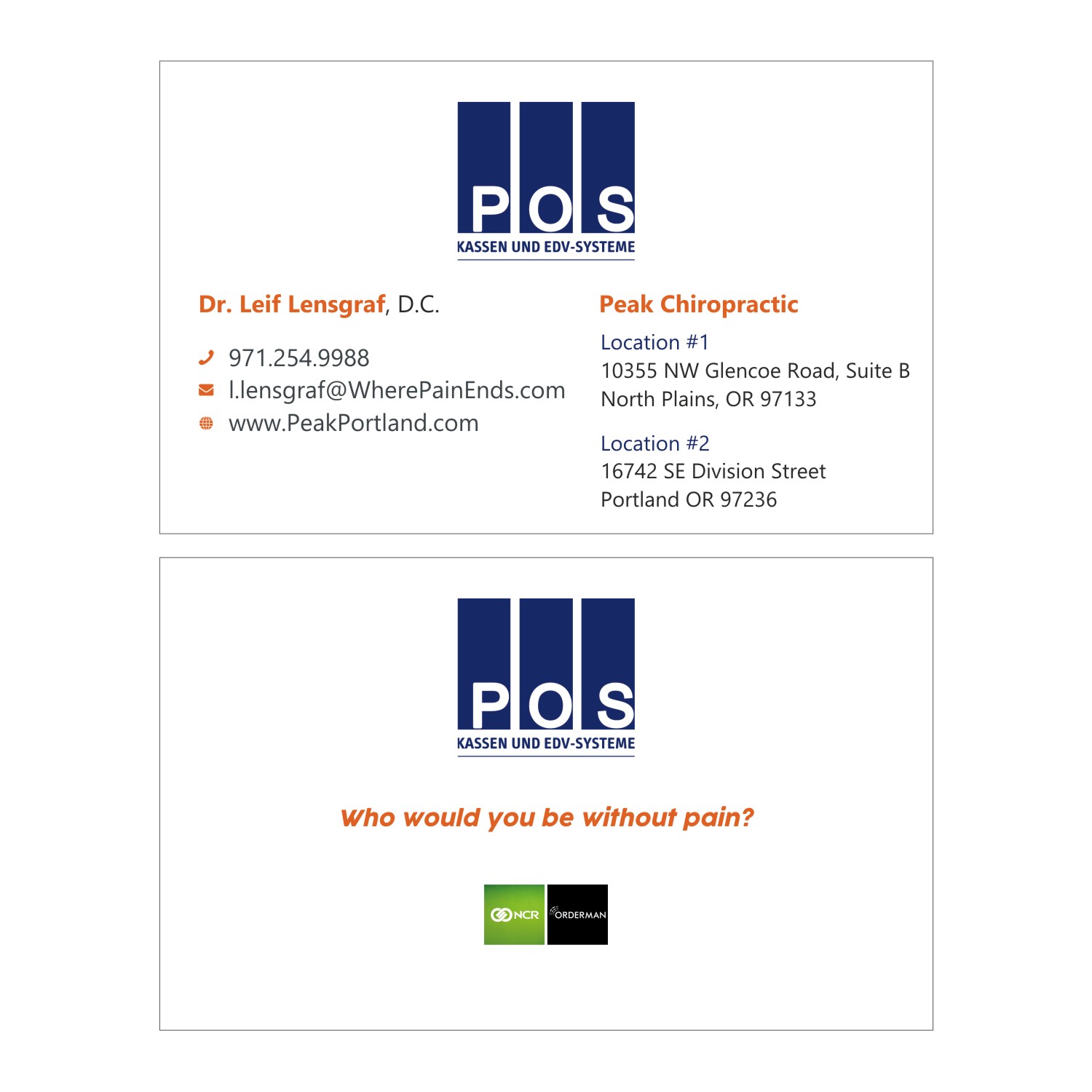 Visitenkarten-Design von DG+ für Peak Chiropractic | Design #22435349