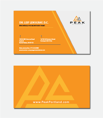 Visitenkarten-Design von Shaza Albero für Peak Chiropractic | Design #22439879