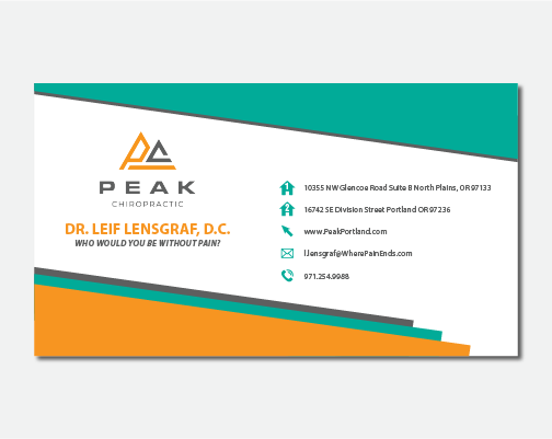 Visitenkarten-Design von Shaza Albero für Peak Chiropractic | Design #22458876