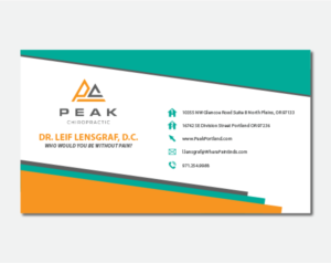 Visitenkarten-Design von Shaza Albero für Peak Chiropractic | Design: #22458876