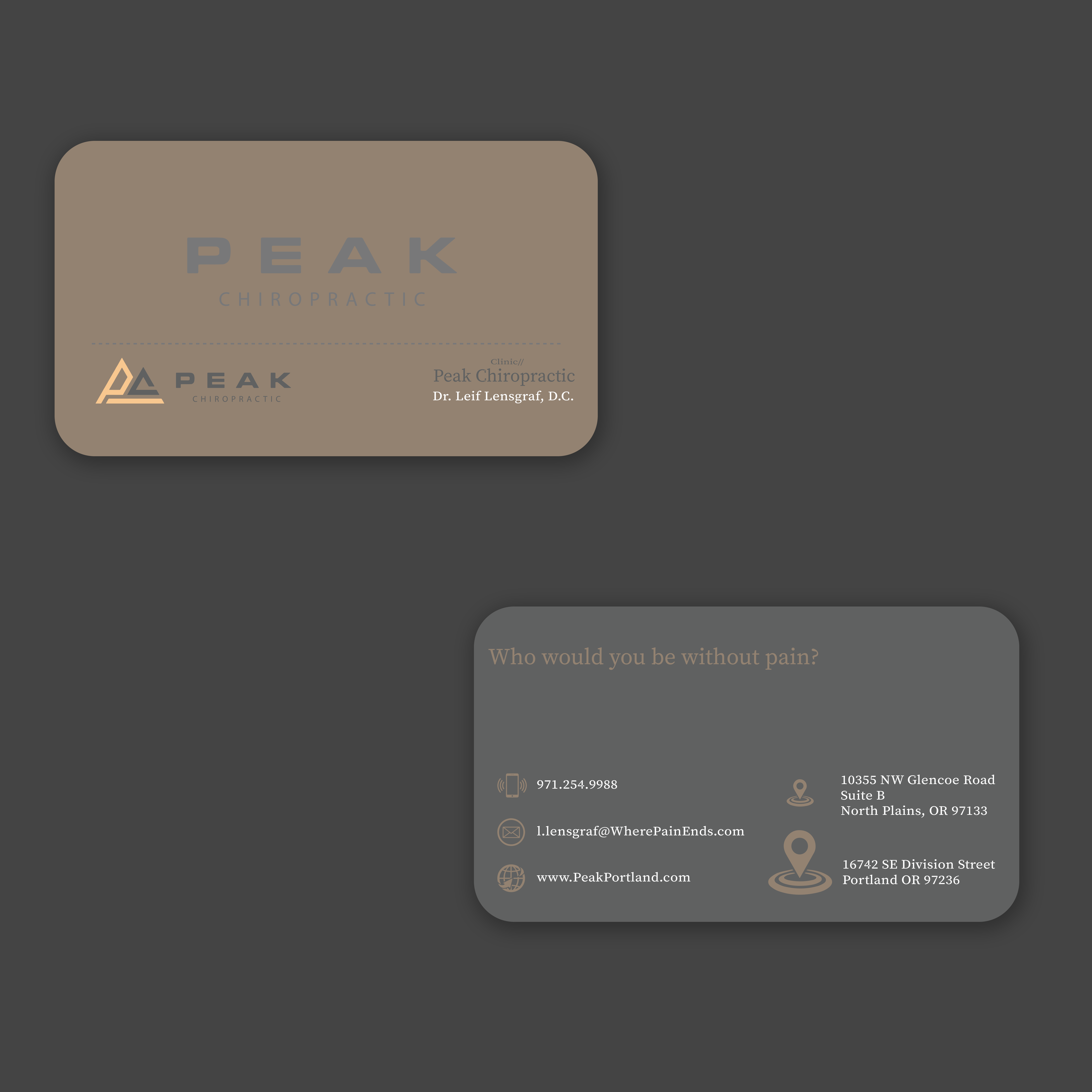 Diseño de Tarjeta de Presentación por MAHESH101 para Peak Chiropractic | Diseño #22416452