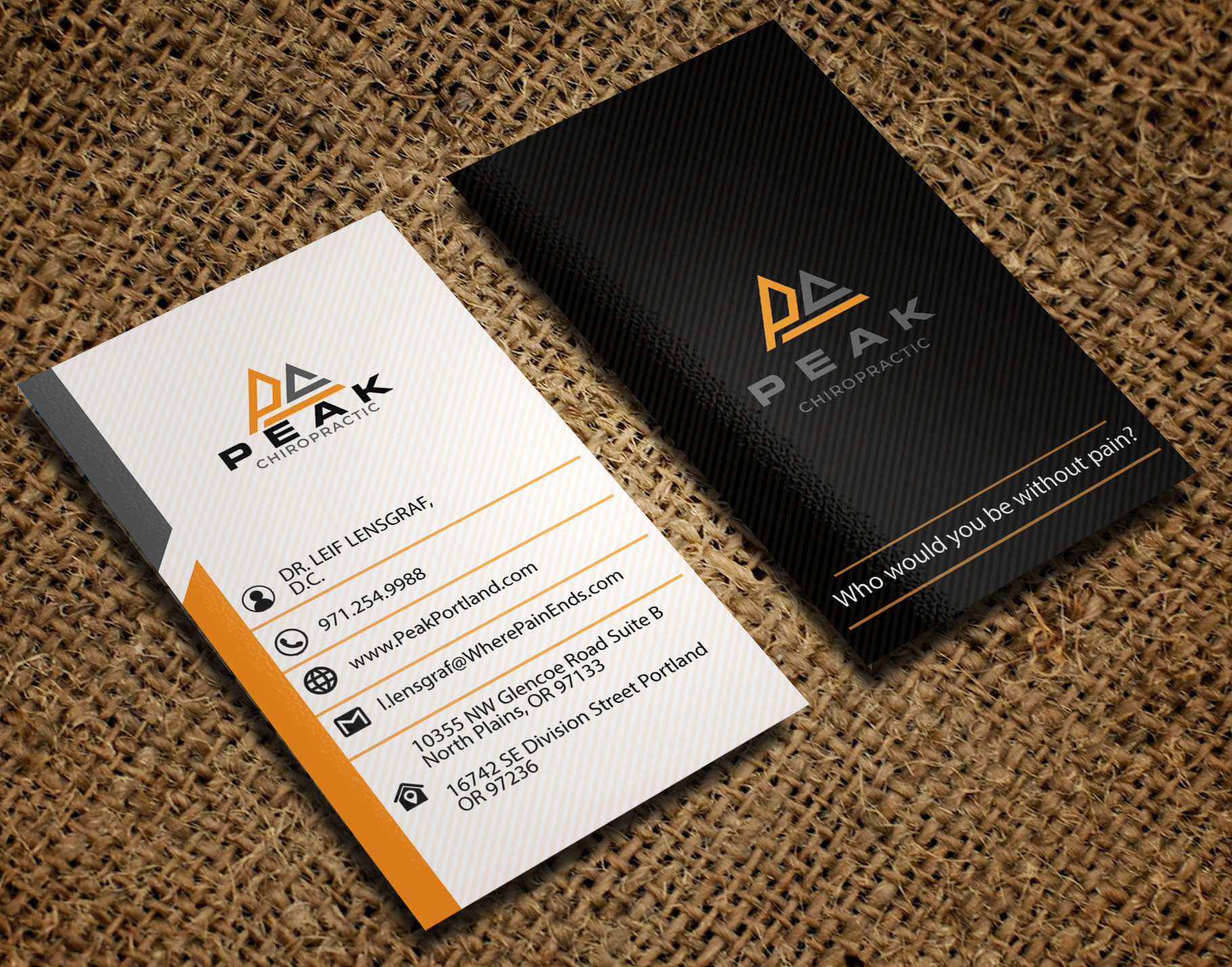 Diseño de Tarjeta de Presentación por seyaArts para Peak Chiropractic | Diseño #22403249