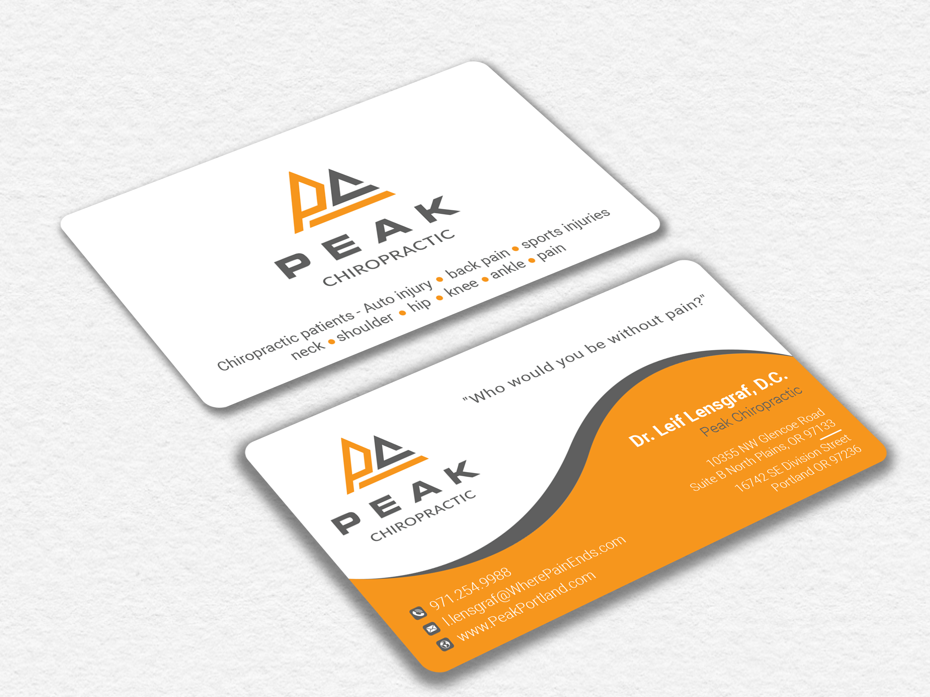 Design de Carte de Visite par Ekramul Hossen 2 pour Peak Chiropractic | Design #22401251