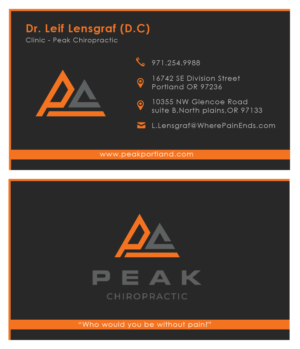 Design de Carte de Visite par Kreative Destiny pour Peak Chiropractic | Design : #22469352