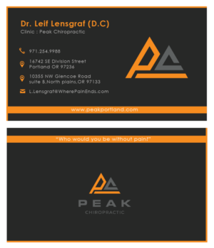 Design de Carte de Visite par Kreative Destiny pour Peak Chiropractic | Design : #22470552