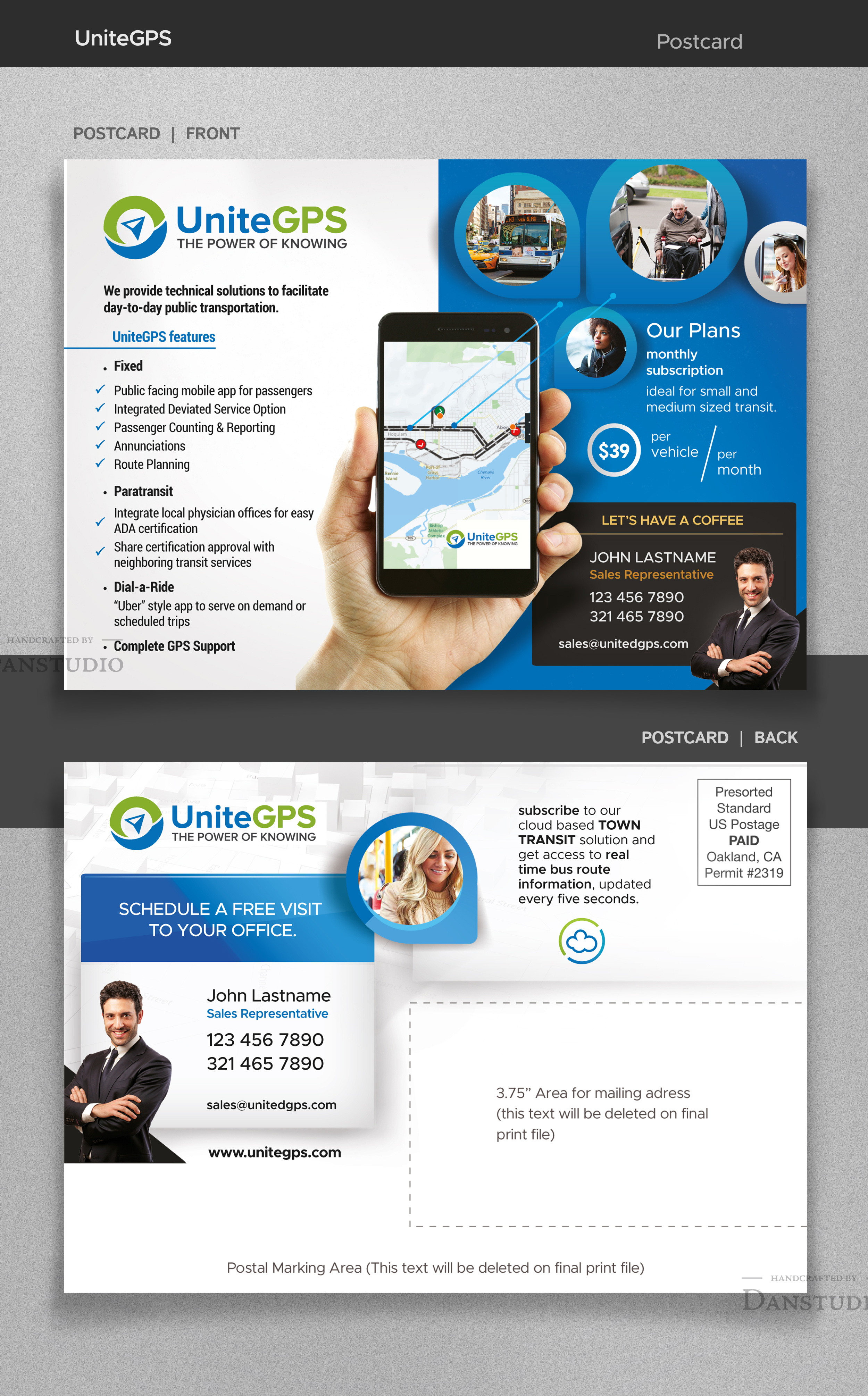 Diseño de Postal por danstudio para UniteGPS LLC | Diseño #22420541