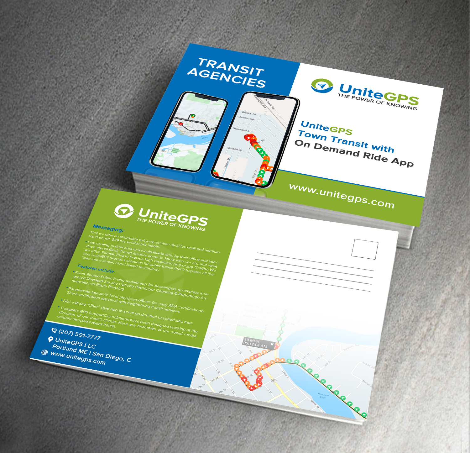 Postcard Design by LAXMI DESIGNHUB for UniteGPS LLC | Design #22416240