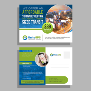 Postcard Design by Deepak_9_Malhotra for UniteGPS LLC | Design: #22413214