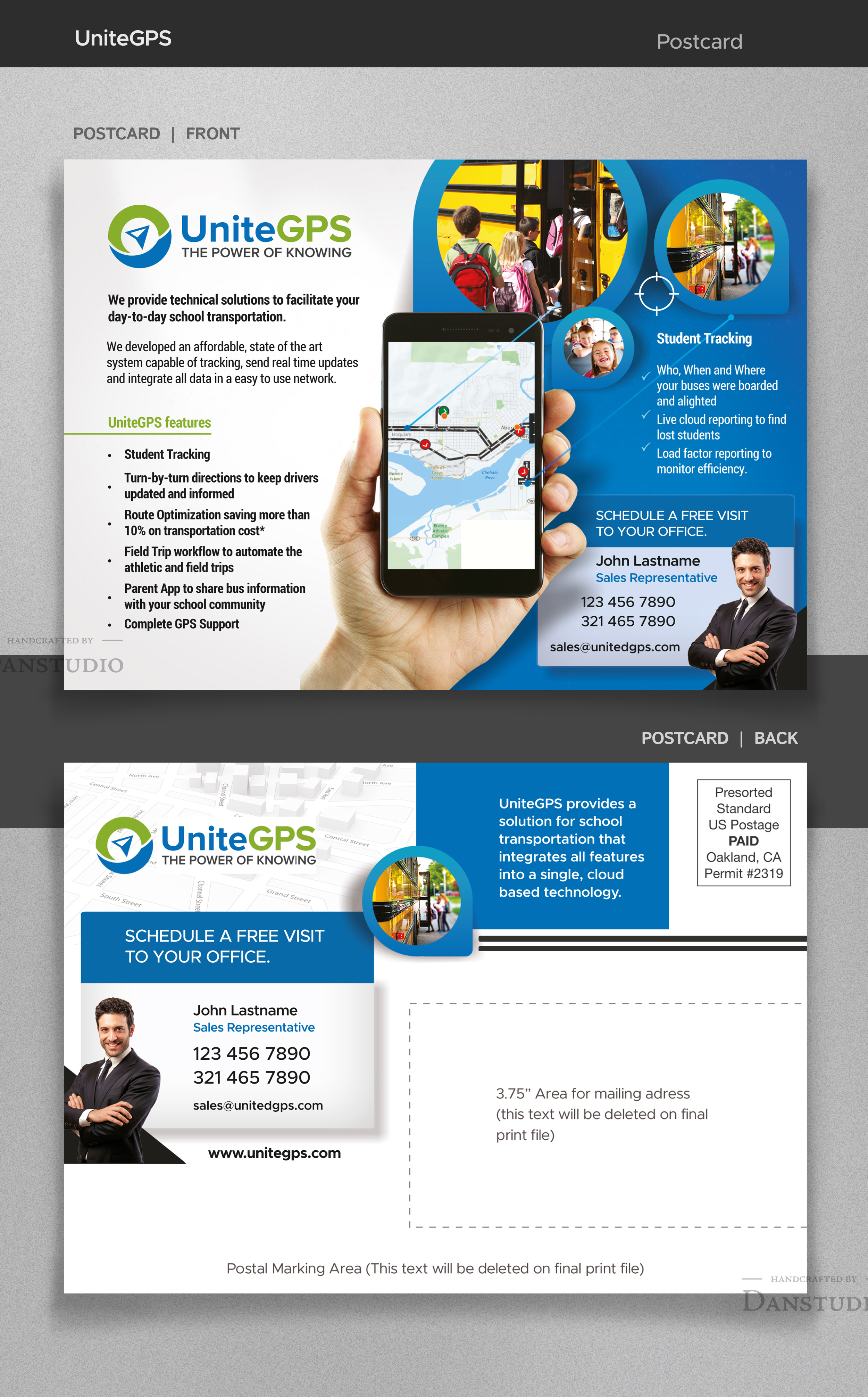 Postcard Design by danstudio for UniteGPS LLC | Design #22418516