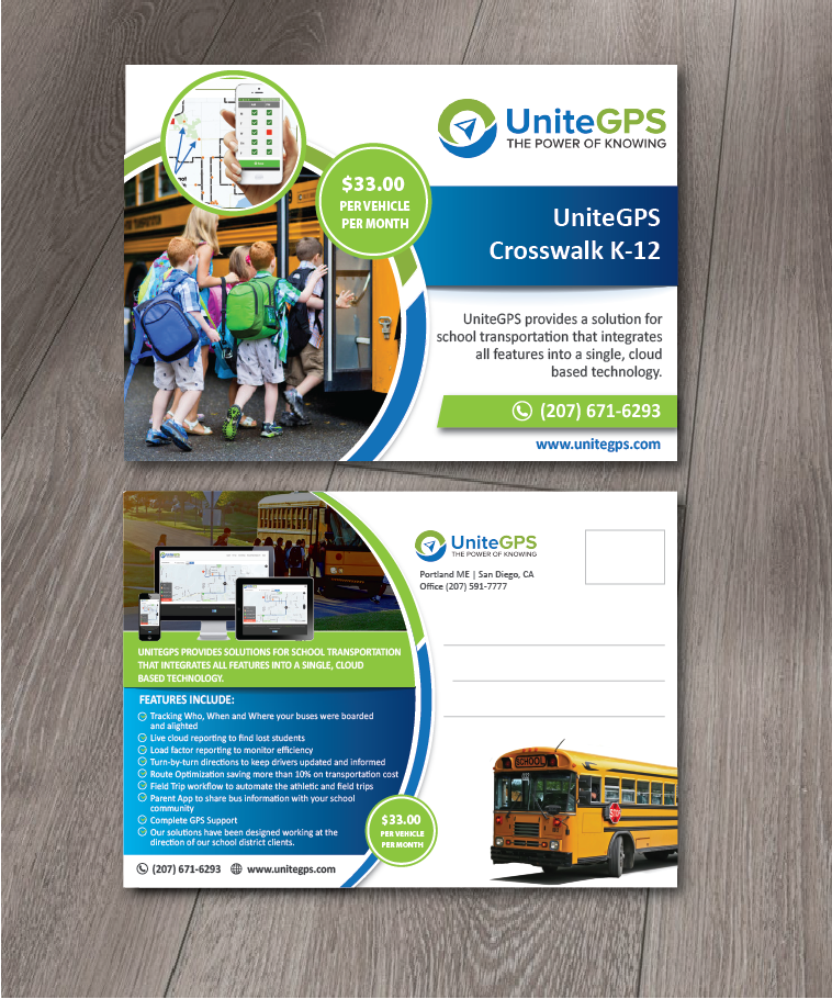 Postcard Design by alex989 for UniteGPS LLC | Design #22417607