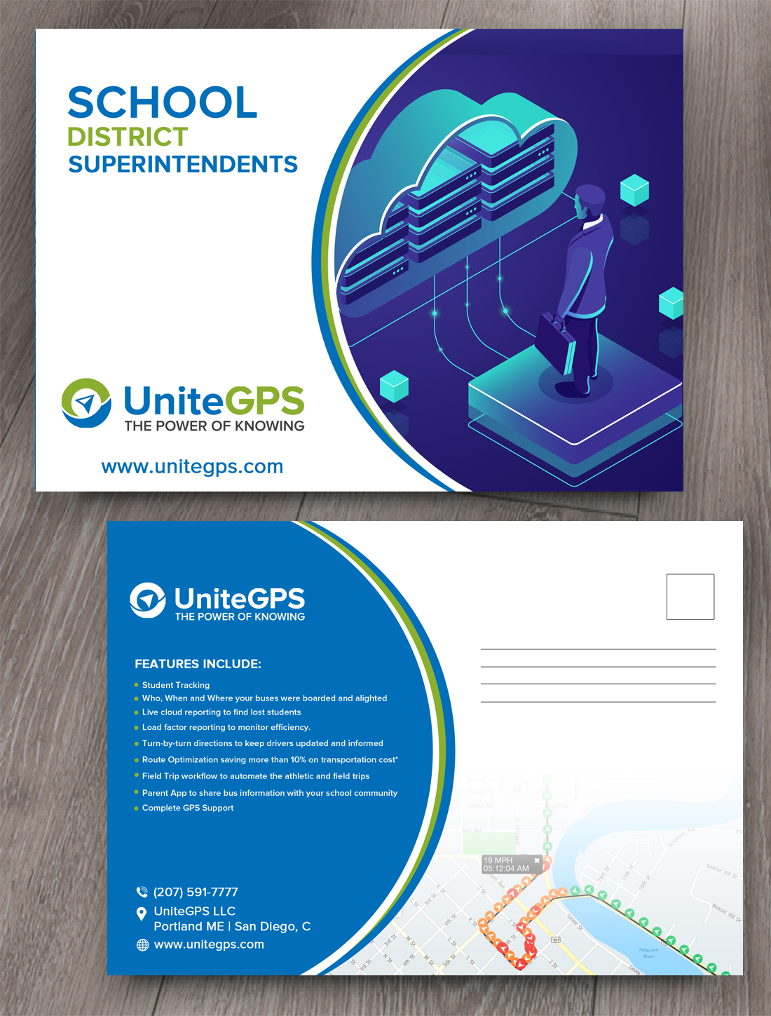 Diseño de Postal por LAXMI DESIGNHUB para UniteGPS LLC | Diseño #22417465