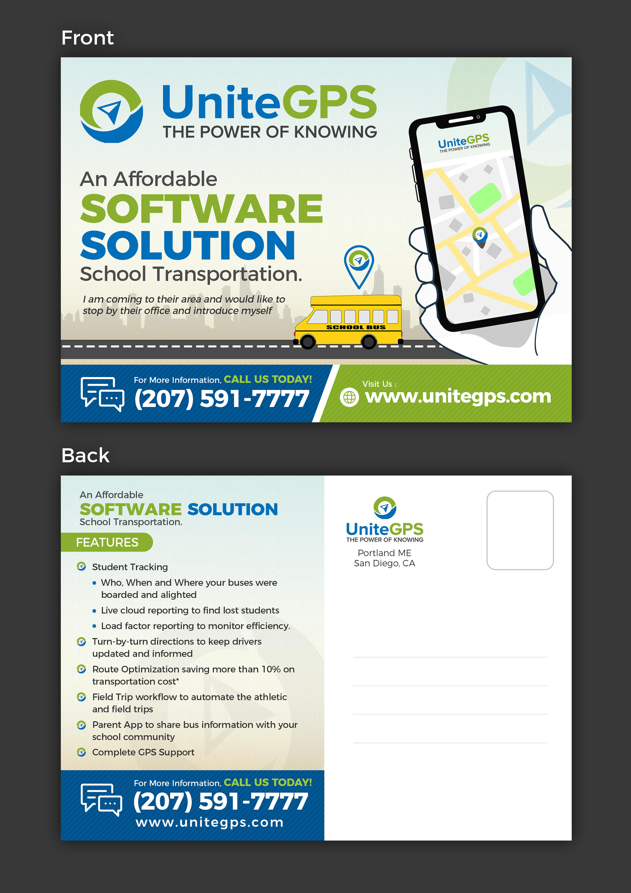 Postcard Design by SAI DESIGNS for UniteGPS LLC | Design #22417805