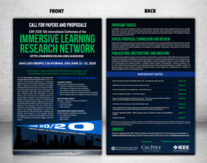 Playful, fun, and futuristic Call for Papers for a conference on VR/AR/MR for education and training | Flyer Design by SAI DESIGNS