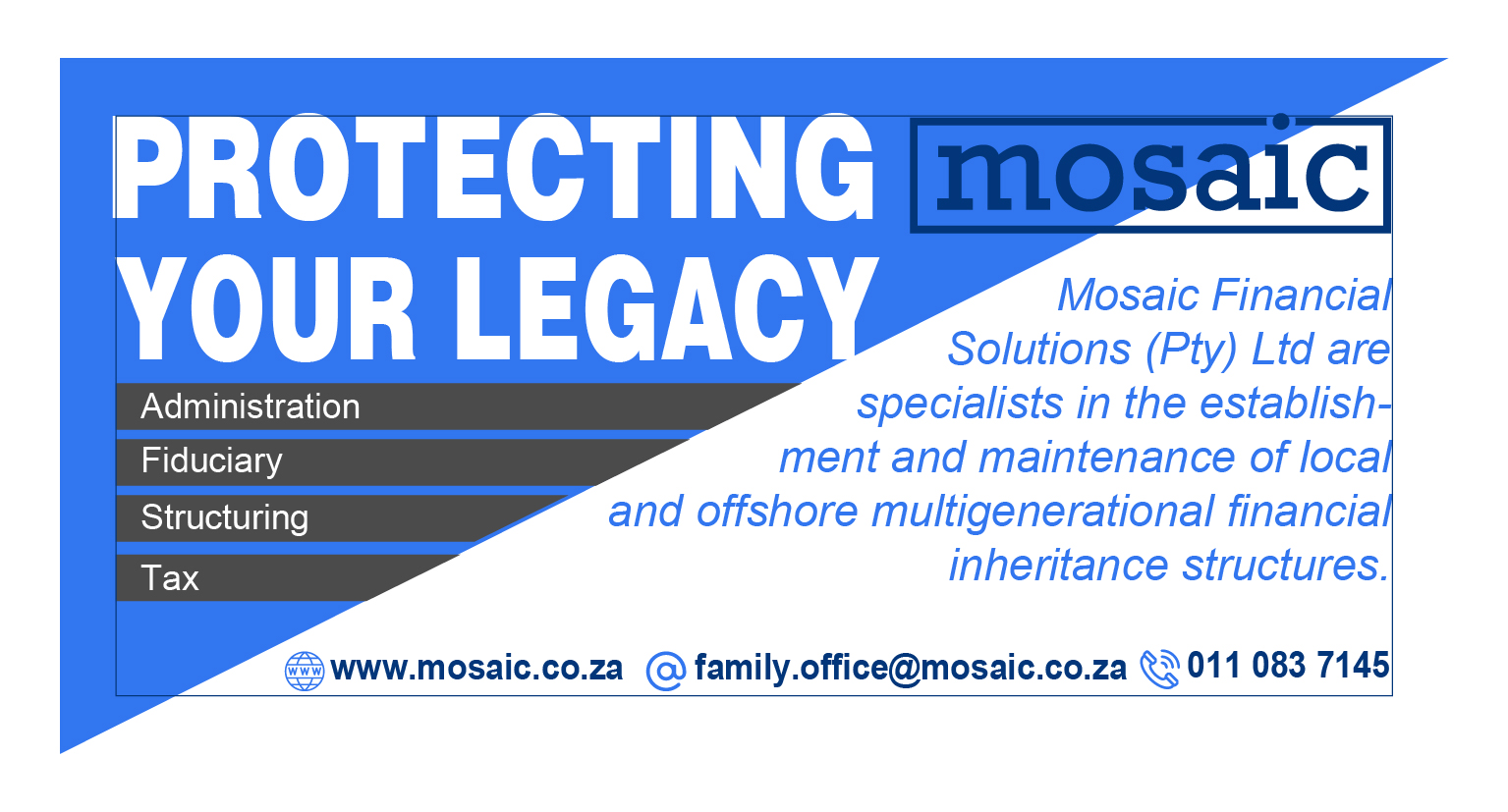 Newspaper Ad Design by Sheingart for Mosaic Financial Solutions (Pty) Ltd | Design #22438461